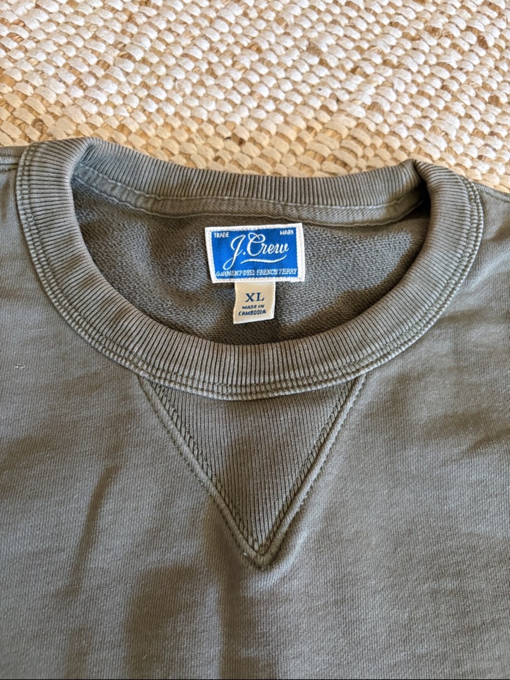 J. Crew Olive Green Crewneck Sweatshirt - Picture 2 of 5